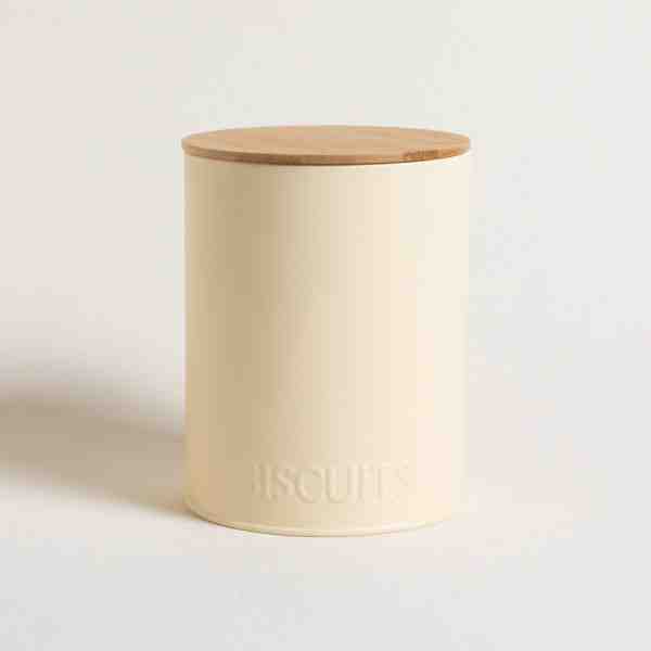 LATA REDONDA TAPA BAMBOO AMARILLO PASTEL BISCUIT 13,5 X 17,5CM